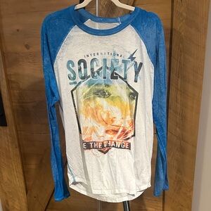 Society Blue and White Long Sleeve Tee